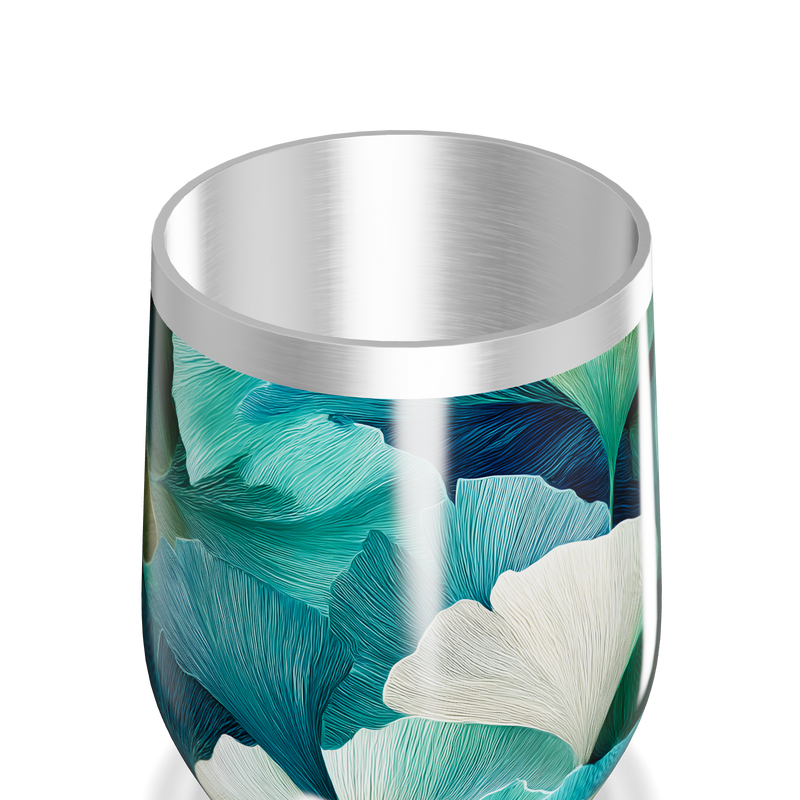 Copo Térmico Slim - Floral Azul Aço Inox