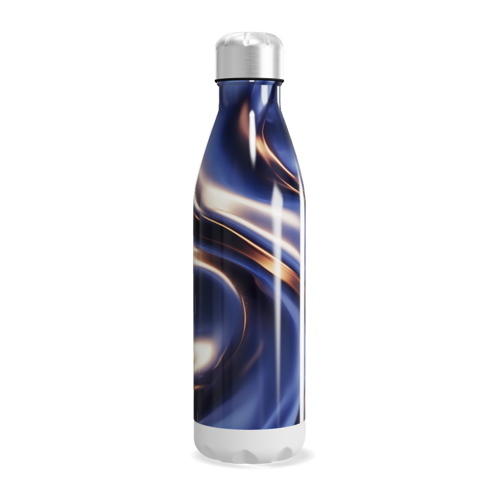 Garrafa Inox - Azul com Design Ondulado