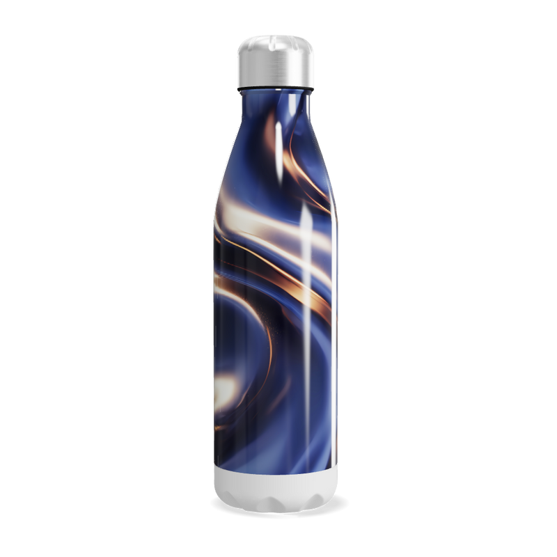Garrafa Inox - Azul com Design Ondulado