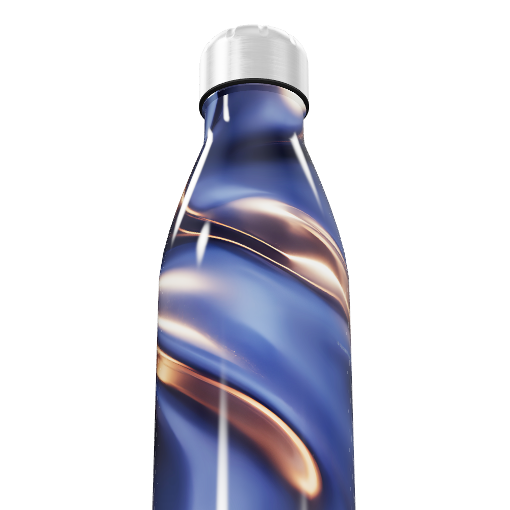Garrafa Inox - Azul com Design Ondulado