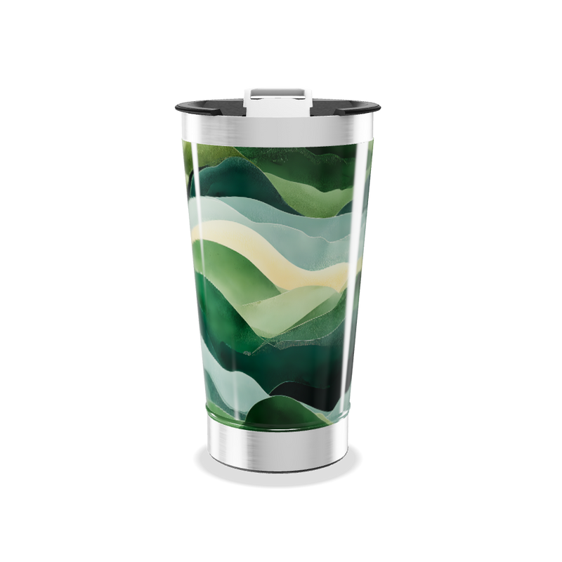 Copo Térmico - Verde com ondas abstratas