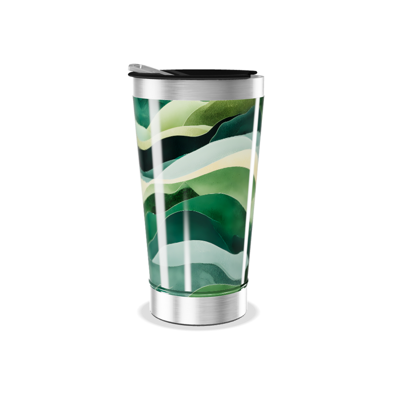 Copo Térmico - Verde com ondas abstratas