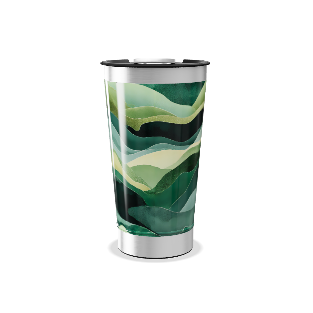 Copo Térmico - Verde com ondas abstratas