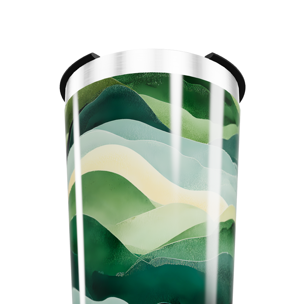 Copo Térmico - Verde com ondas abstratas