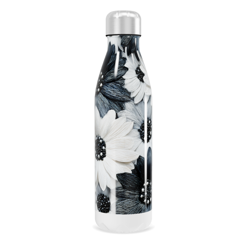 Garrafa Inox - Flores Preto e Branco