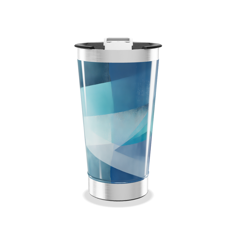 Copo Térmico - Azul Geométrico Aço Inox