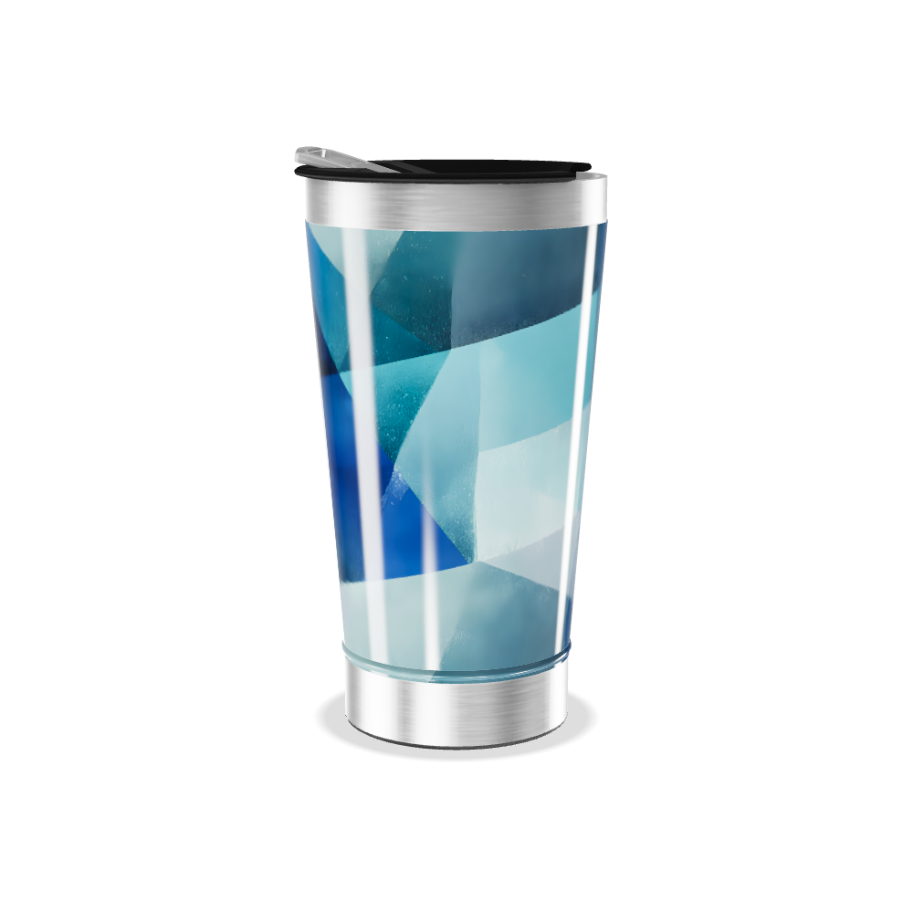 Copo Térmico - Azul Geométrico Aço Inox