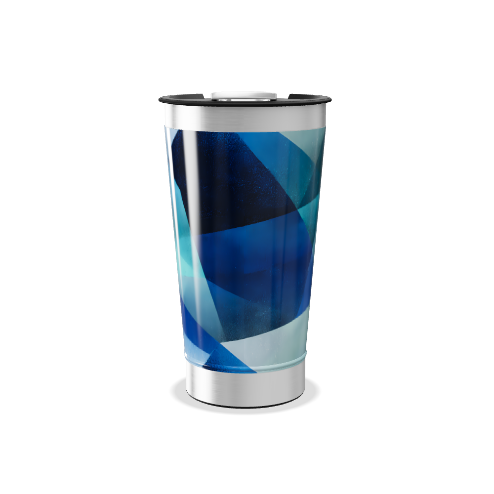 Copo Térmico - Azul Geométrico Aço Inox