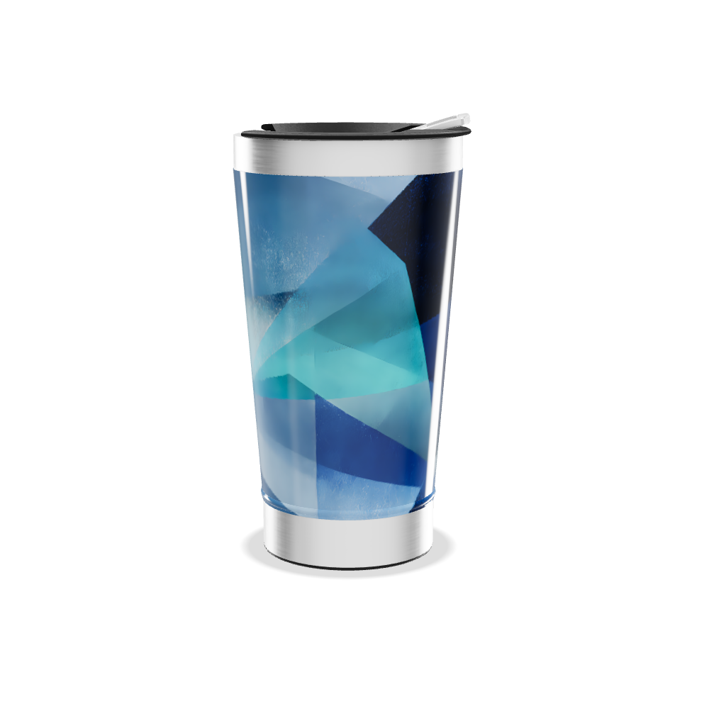 Copo Térmico - Azul Geométrico Aço Inox