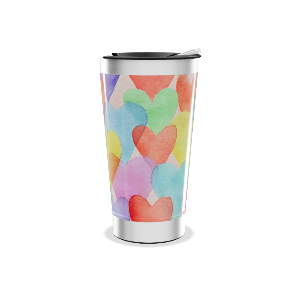 Copo Térmico - Corações Coloridos