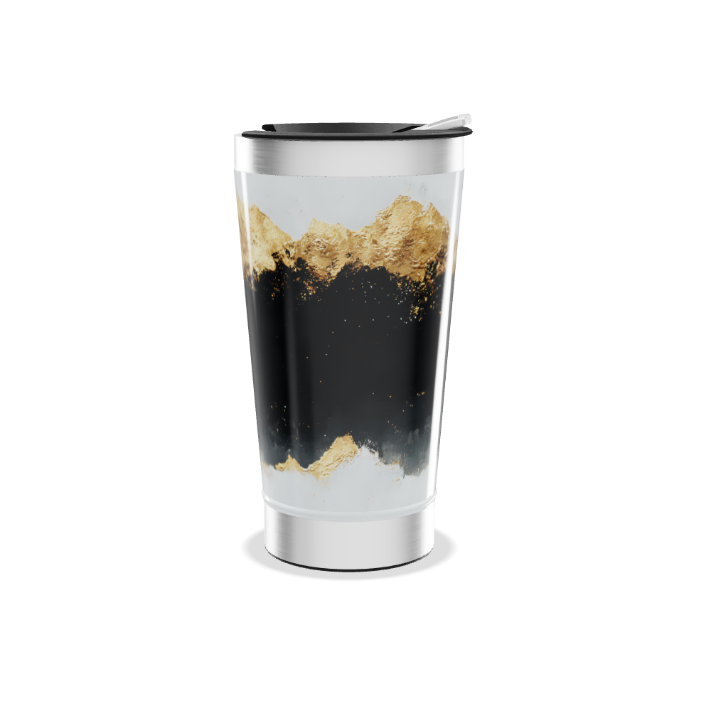 Copo Térmico - Preto e Dourado Inox
