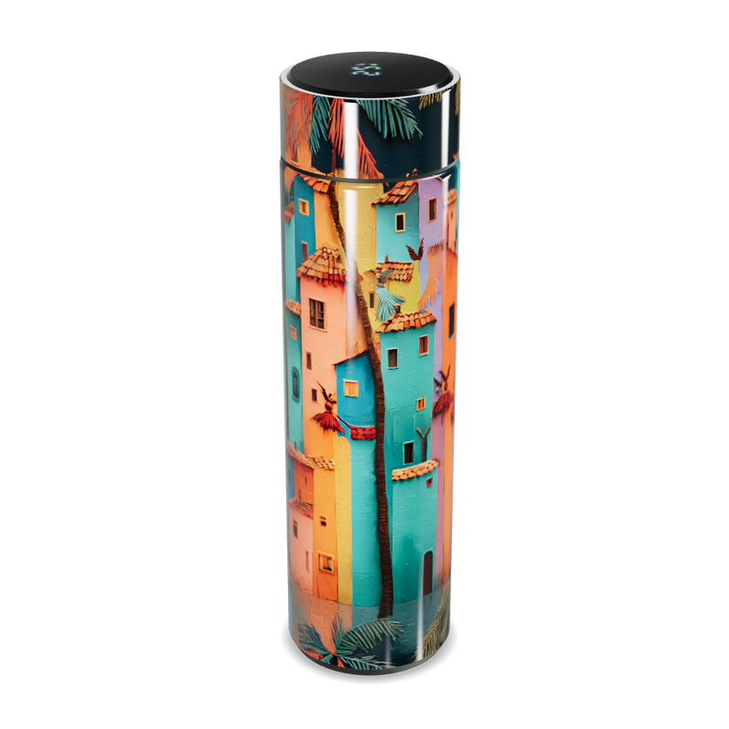 Garrafa Térmica Touch - Estampa Casas Coloridas