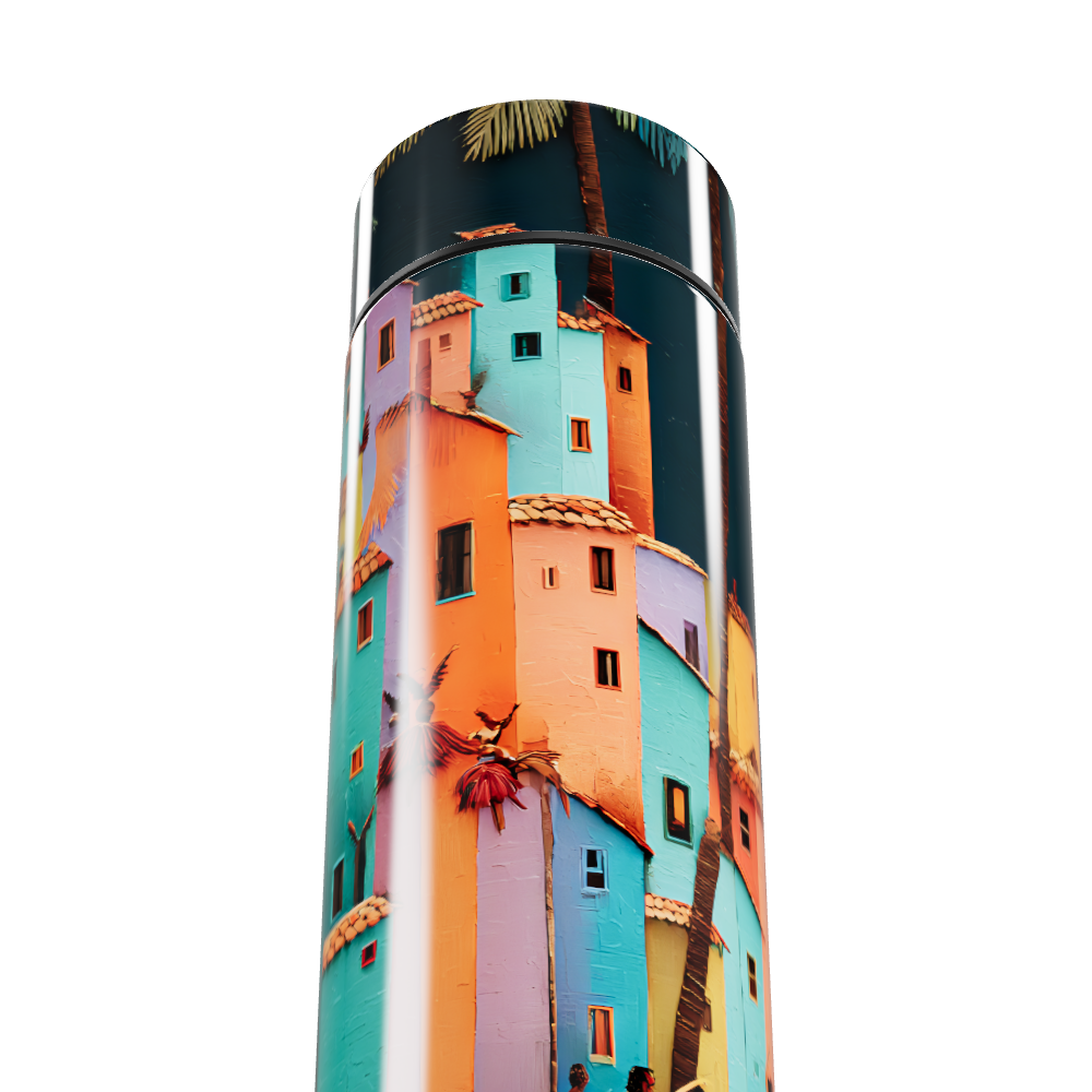 Garrafa Térmica Touch - Estampa Casas Coloridas