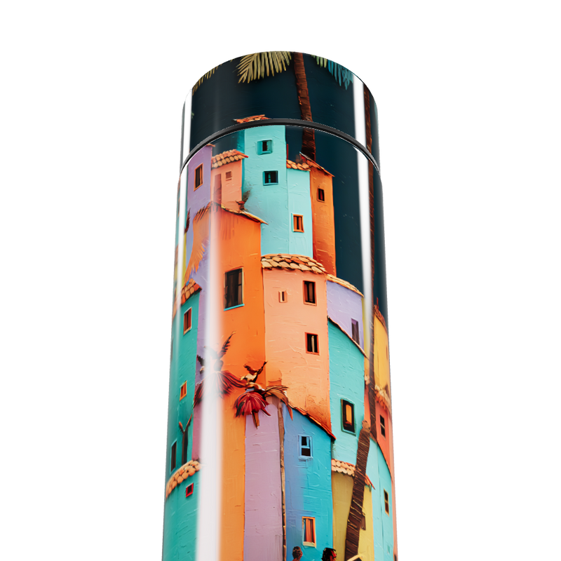 Garrafa Térmica Touch - Estampa Casas Coloridas