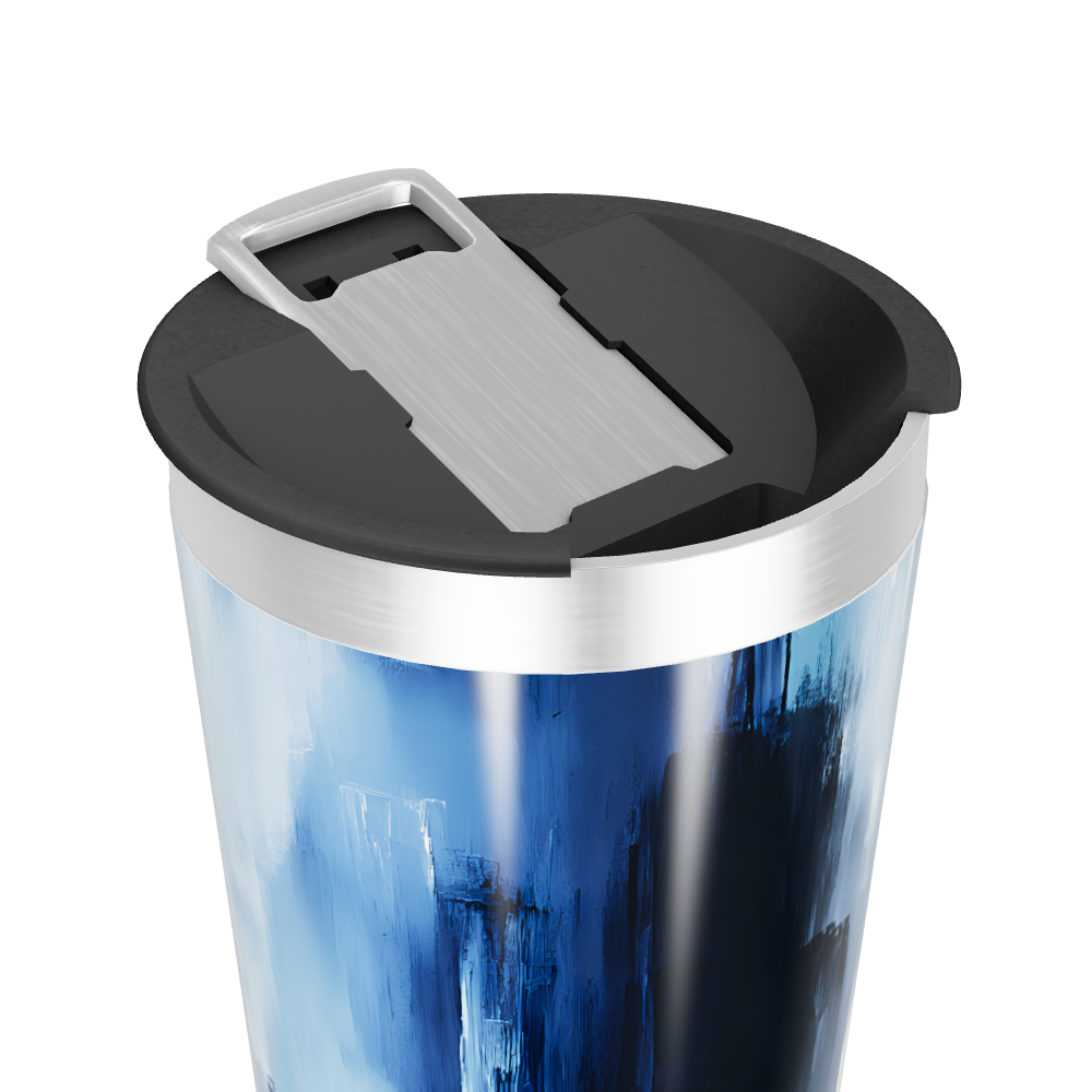 Copo Térmico - Azul com pintura abstrata