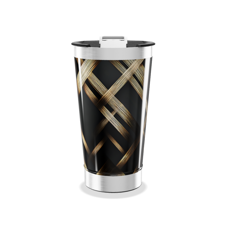 Copo Térmico - Preto com Trama Dourada
