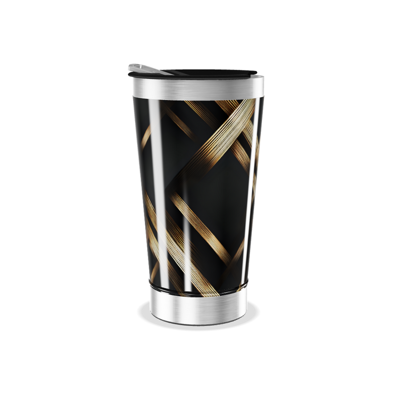 Copo Térmico - Preto com Trama Dourada