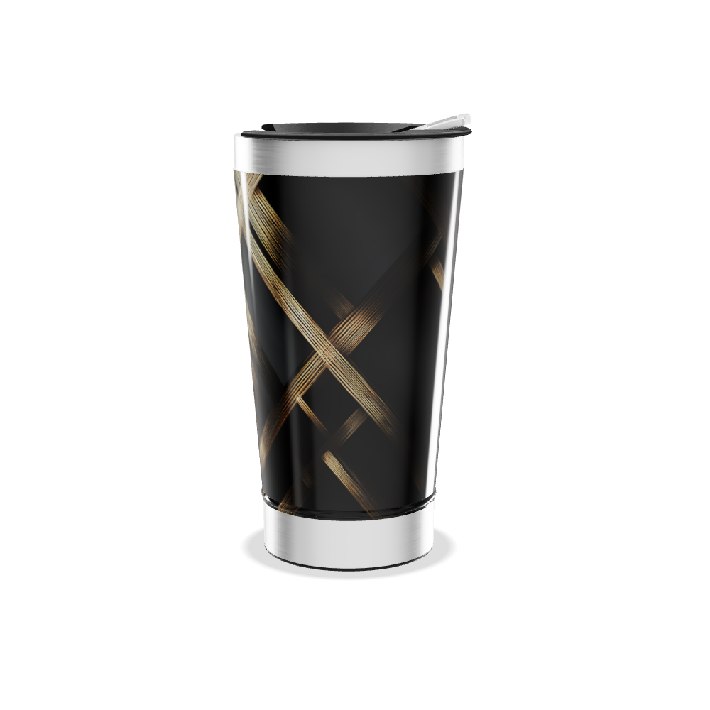 Copo Térmico - Preto com Trama Dourada