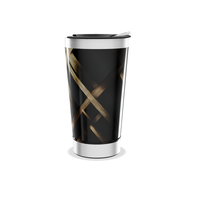 Copo Térmico - Preto com Trama Dourada