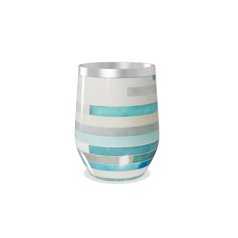 Copo Térmico Slim - Listras Azul e Prata