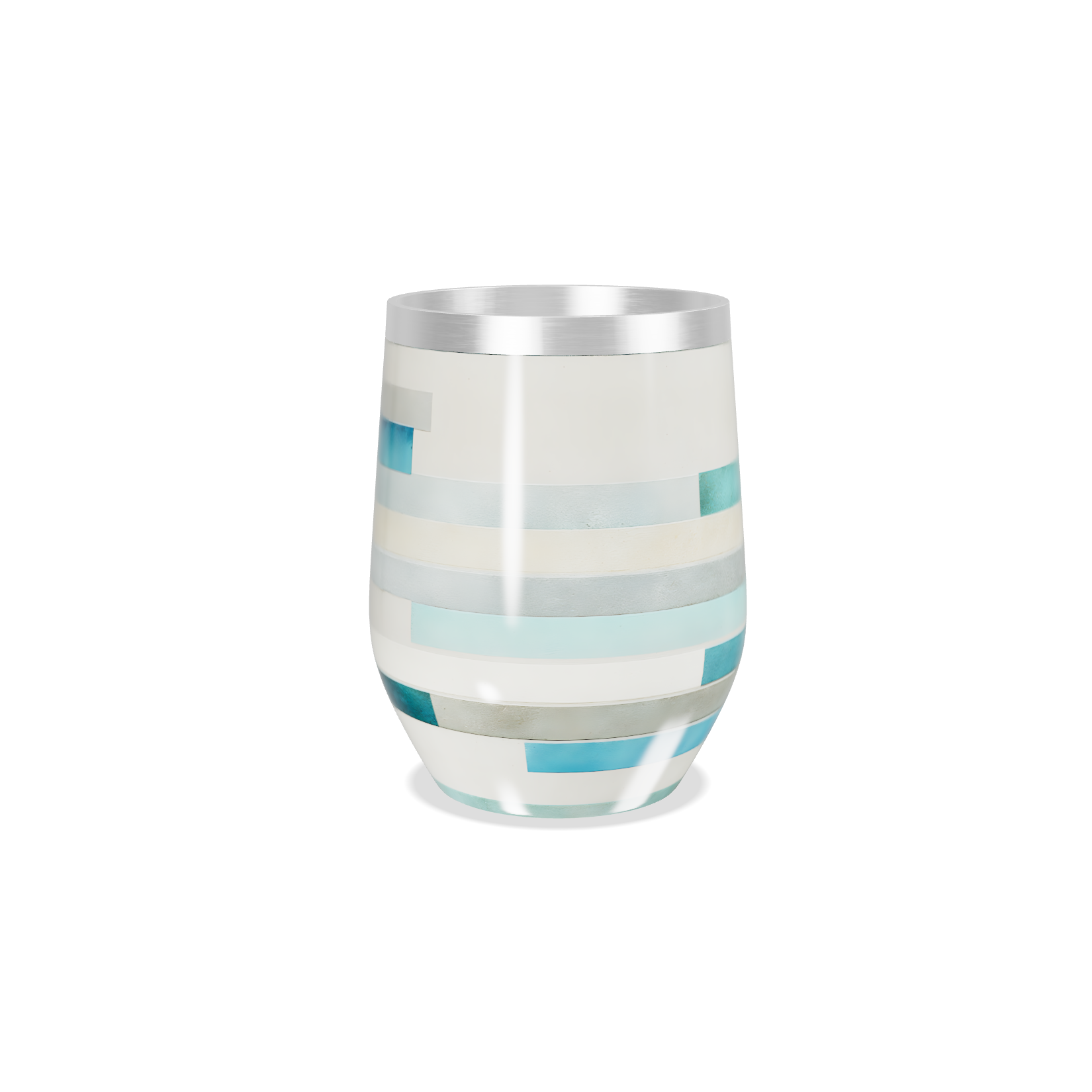 Copo Térmico Slim - Listras Azul e Prata