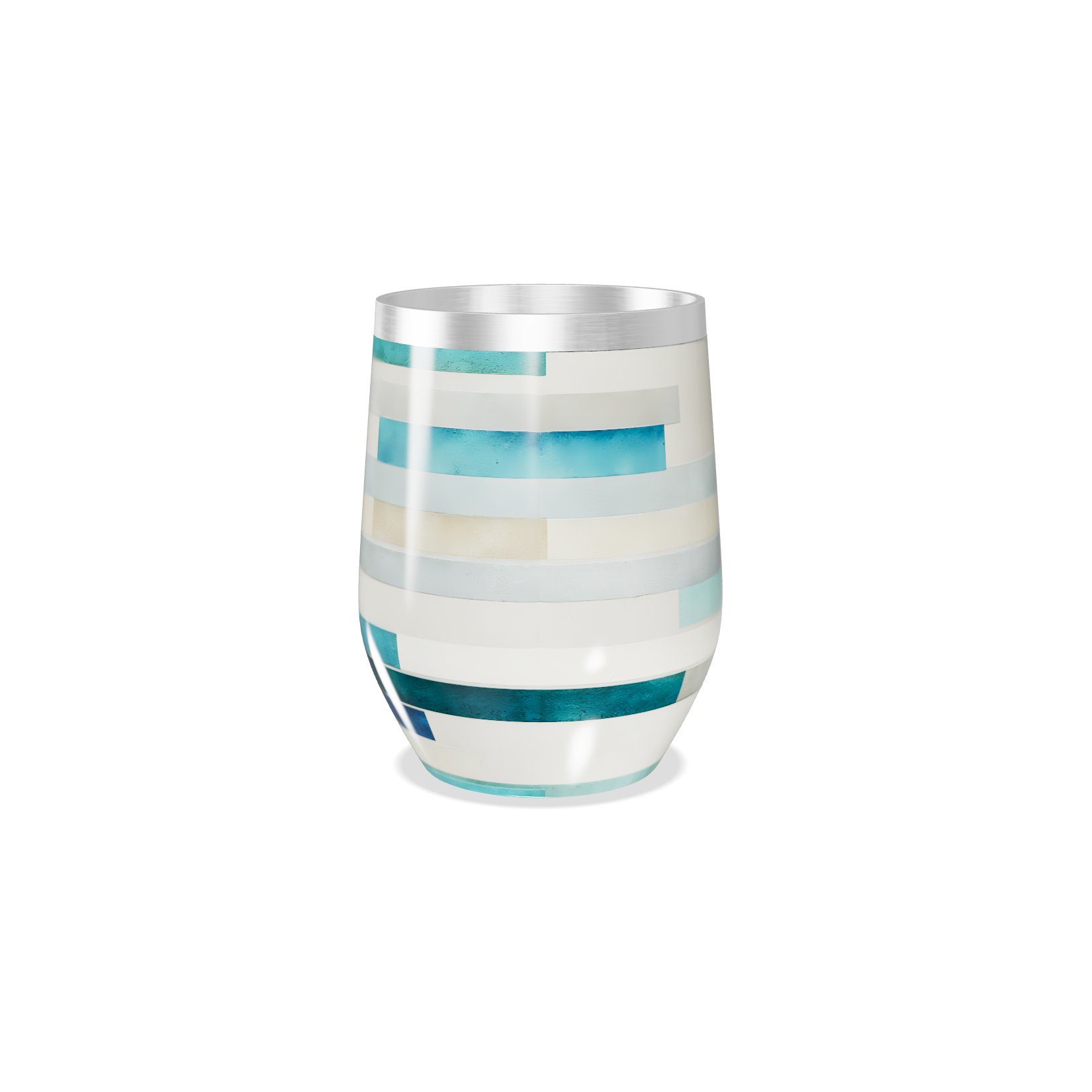 Copo Térmico Slim - Listras Azul e Prata