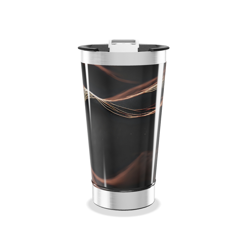 Copo Térmico - Preto com Estampa de Linhas