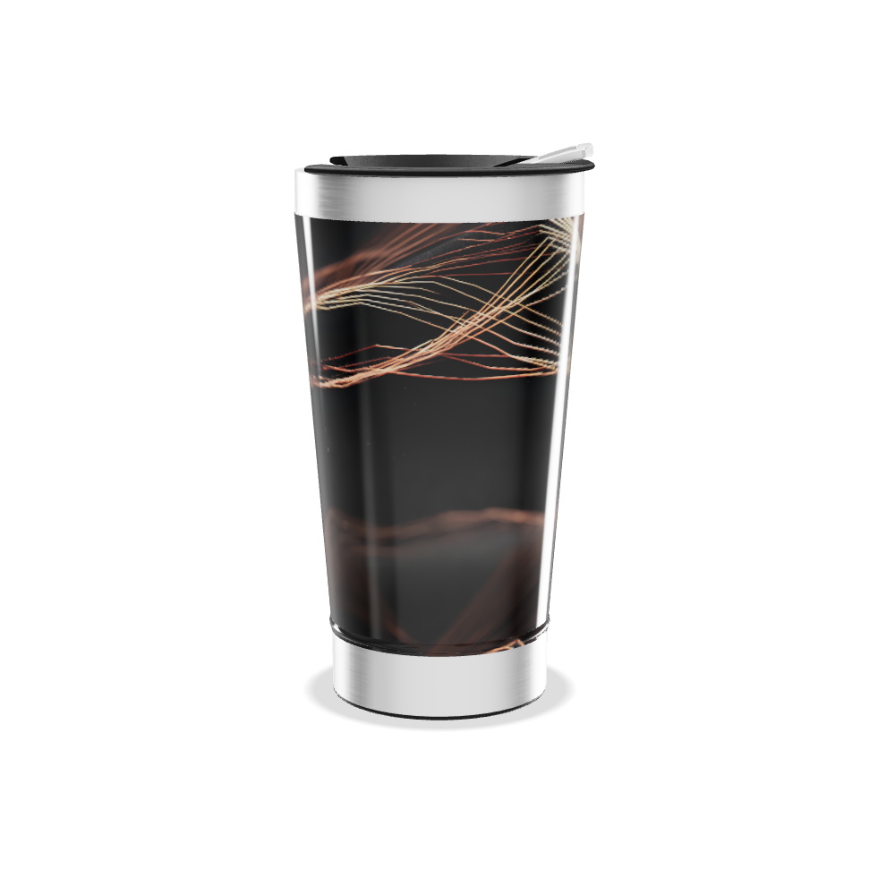 Copo Térmico - Preto com Estampa de Linhas