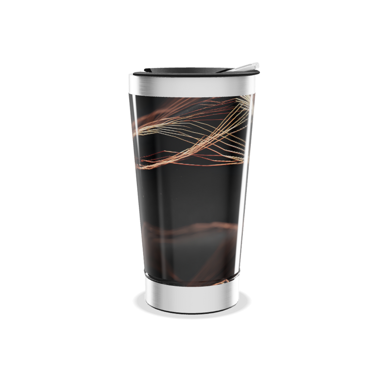 Copo Térmico - Preto com Estampa de Linhas