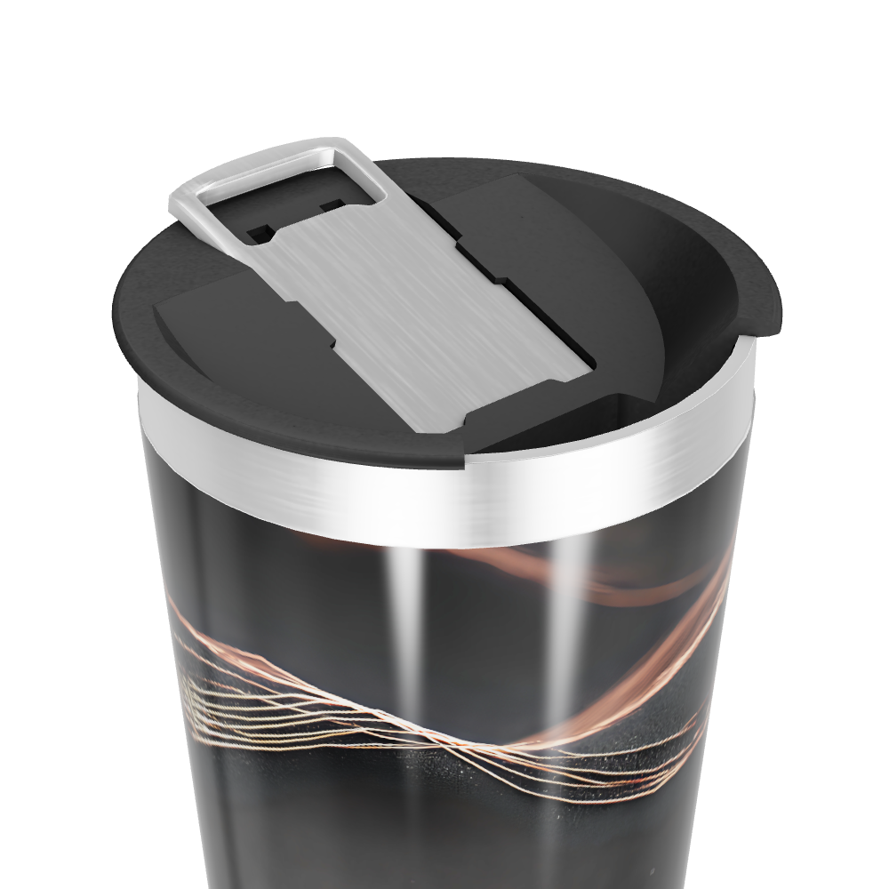 Copo Térmico - Preto com Estampa de Linhas