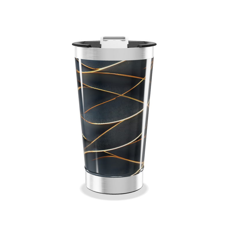Copo Térmico - Preto com Linhas Douradas