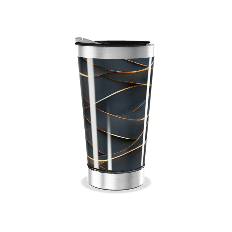 Copo Térmico - Preto com Linhas Douradas