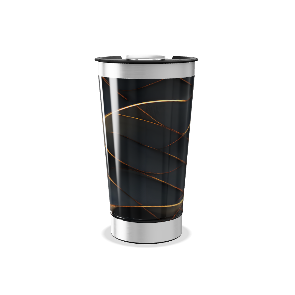 Copo Térmico - Preto com Linhas Douradas
