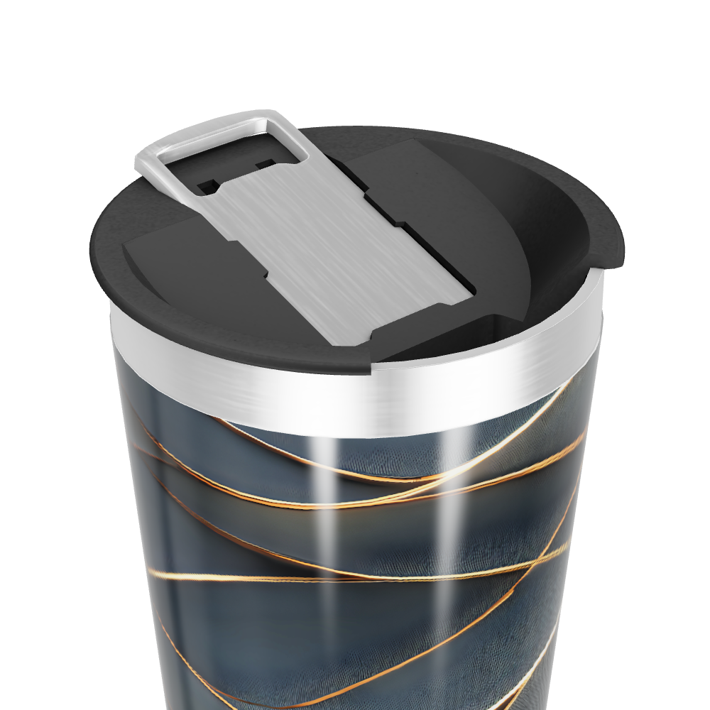 Copo Térmico - Preto com Linhas Douradas