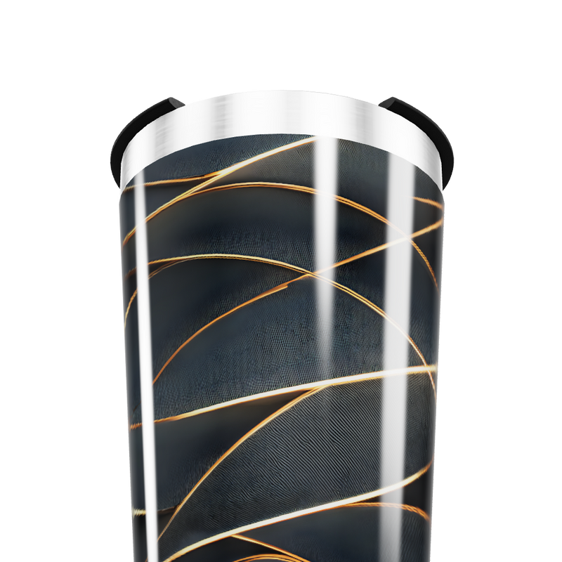 Copo Térmico - Preto com Linhas Douradas