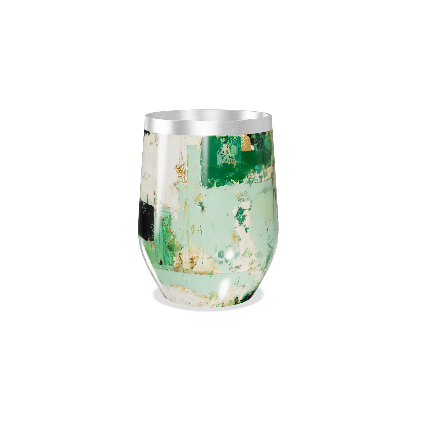 Copo Térmico Slim - Verde Abstrato Aço Inox