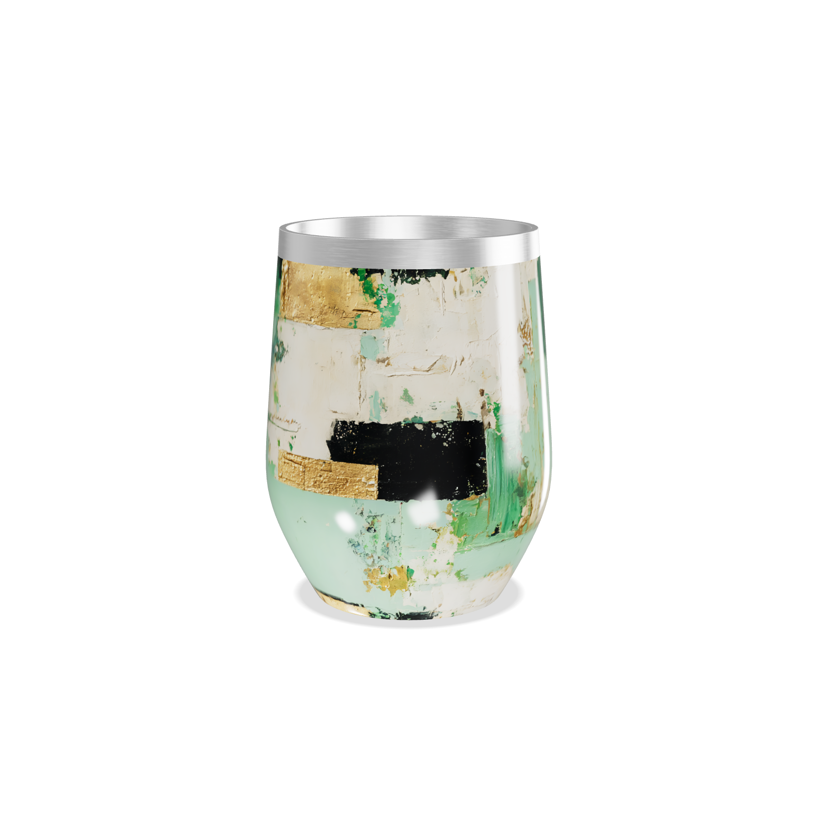 Copo Térmico Slim - Verde Abstrato Aço Inox