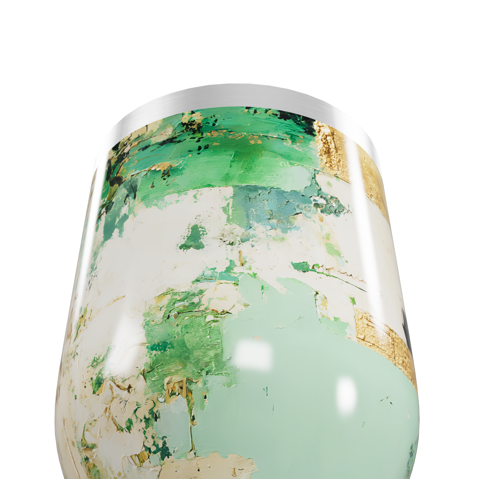 Copo Térmico Slim - Verde Abstrato Aço Inox