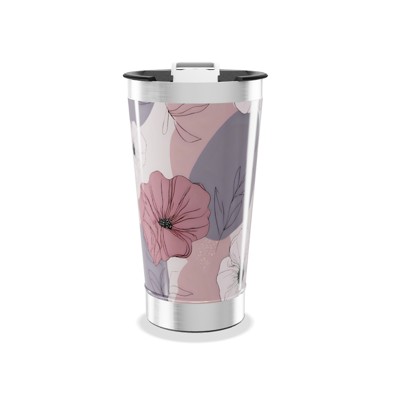 Copo Térmico - Floral Rosa Aço Inox