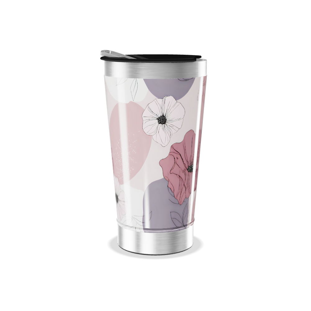 Copo Térmico - Floral Rosa Aço Inox