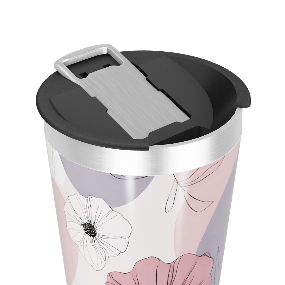 Copo Térmico - Floral Rosa Aço Inox