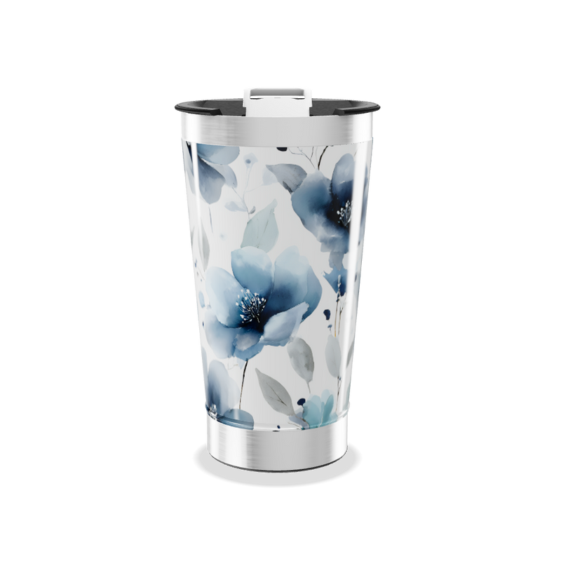 Copo Térmico - Floral Azul Inox