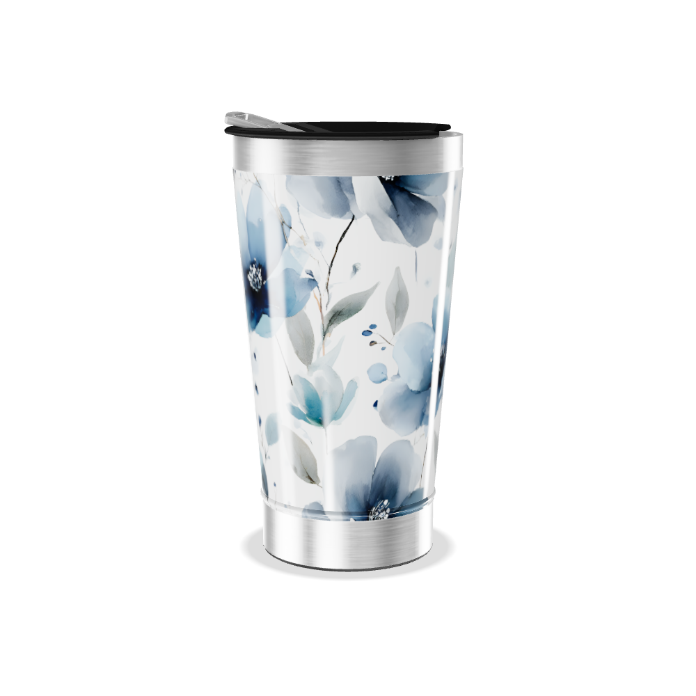 Copo Térmico - Floral Azul Inox