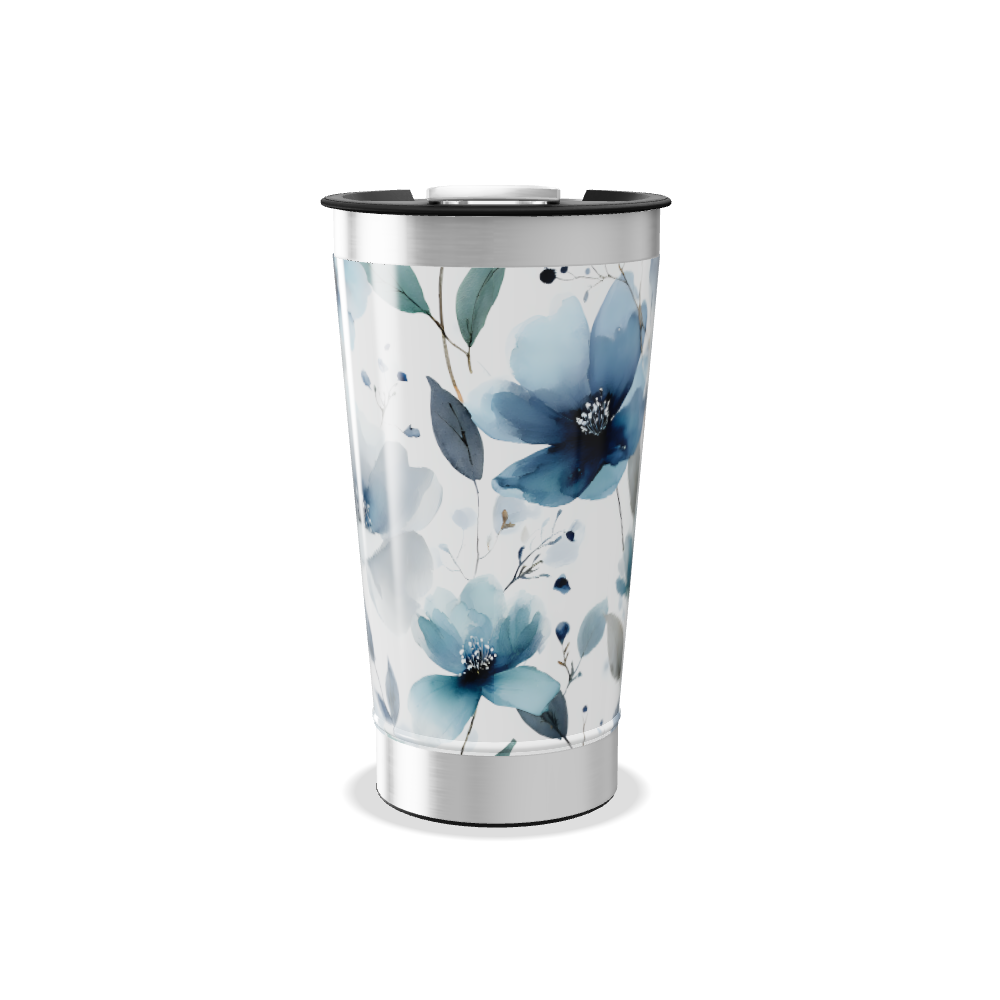 Copo Térmico - Floral Azul Inox