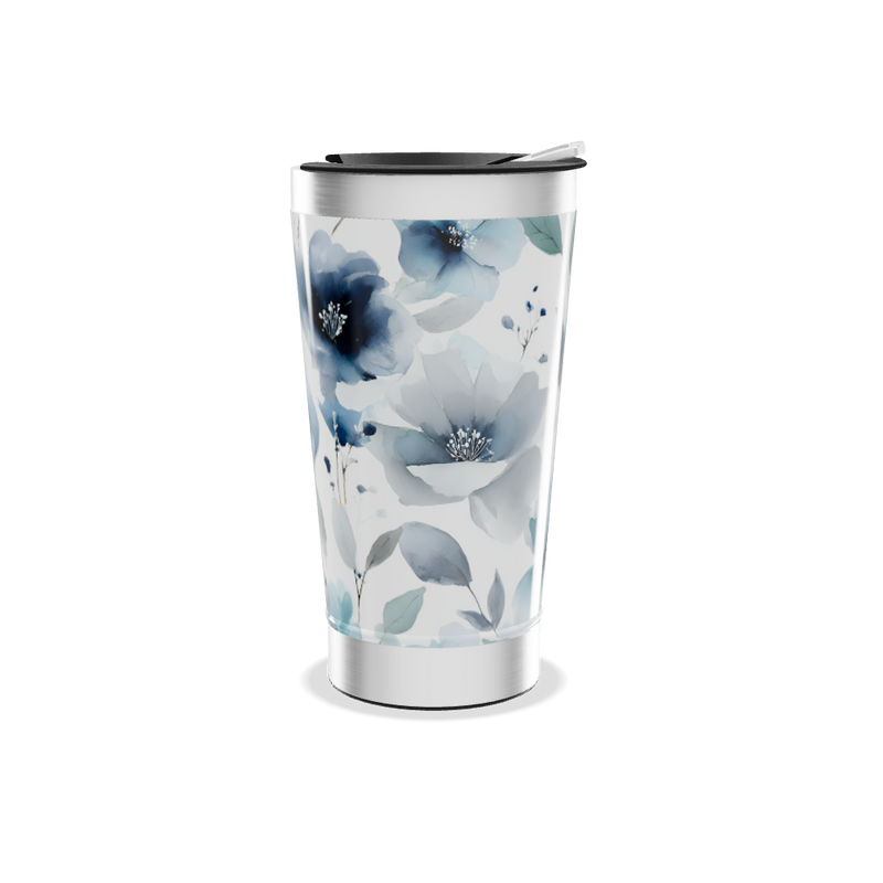 Copo Térmico - Floral Azul Inox