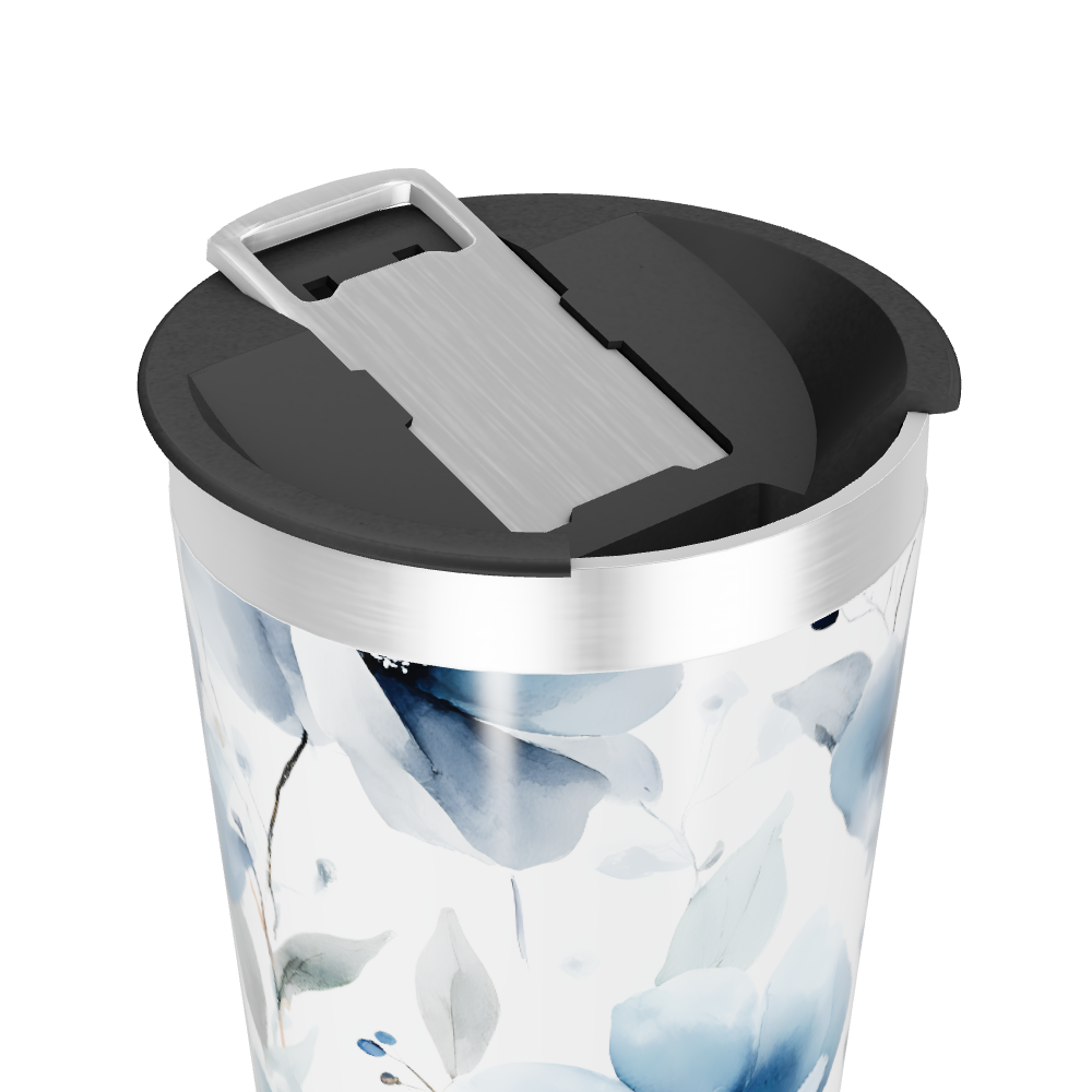 Copo Térmico - Floral Azul Inox