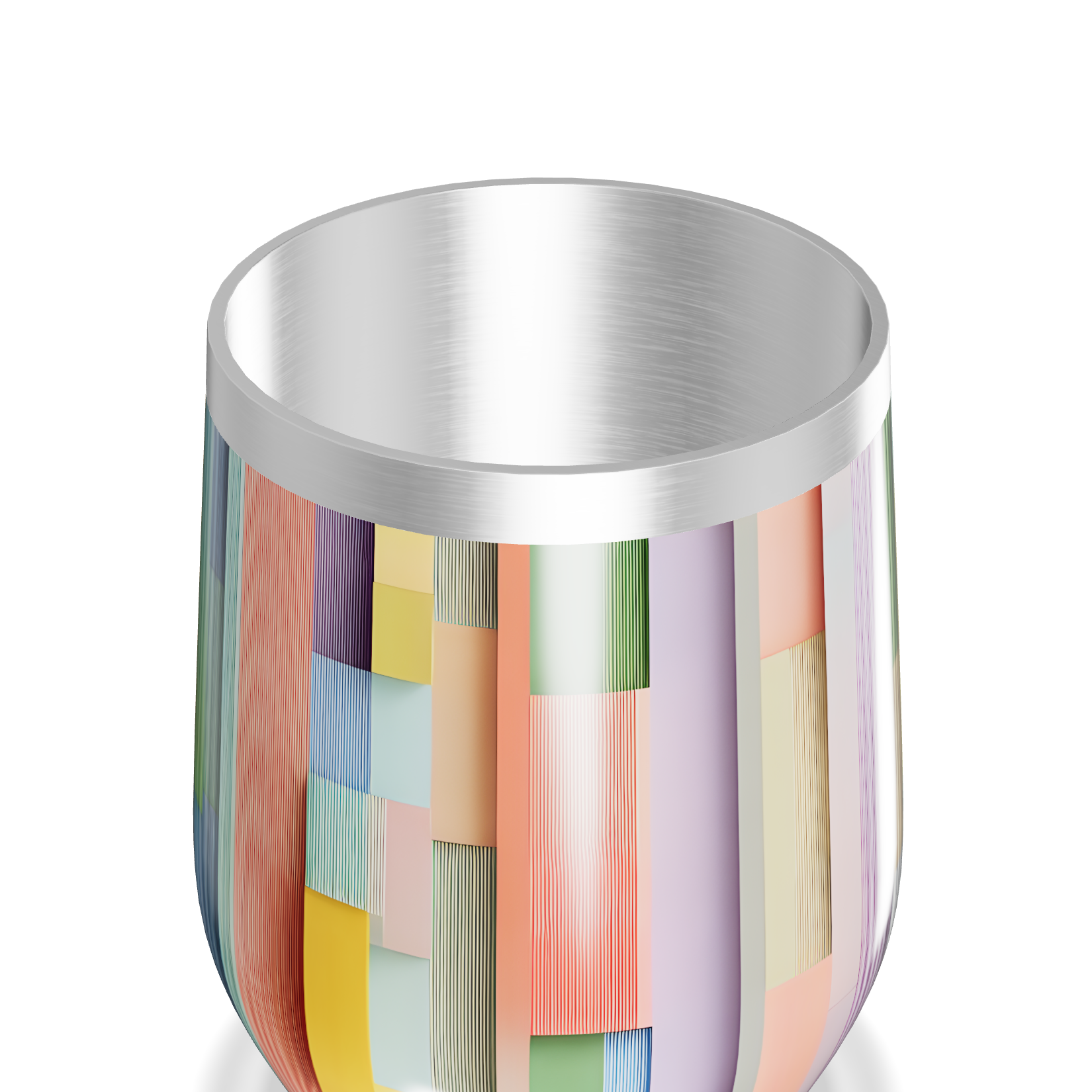 Copo Térmico Slim - Listrado Multicolorido Inox