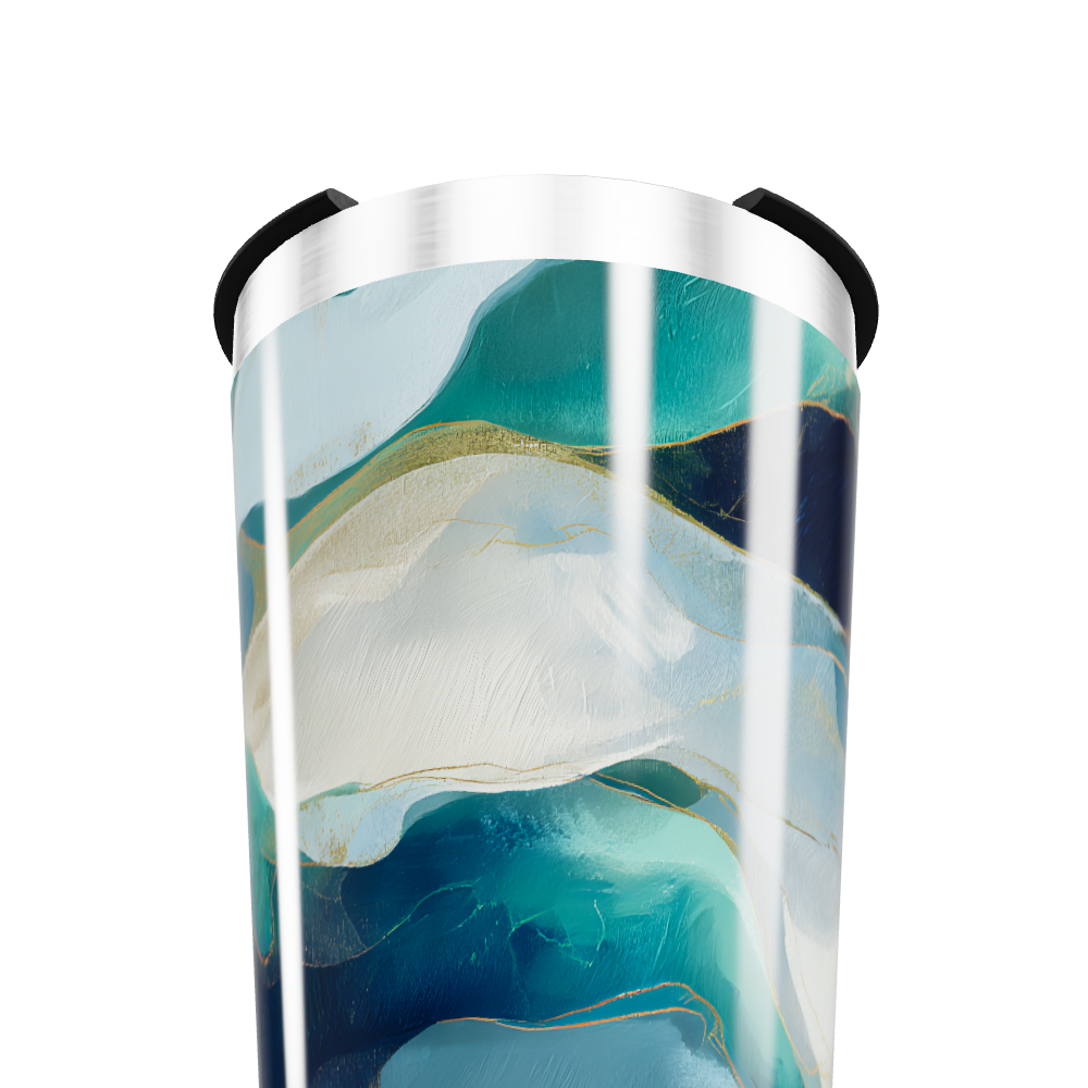 Copo Térmico - Azul com Estampa Abstrata