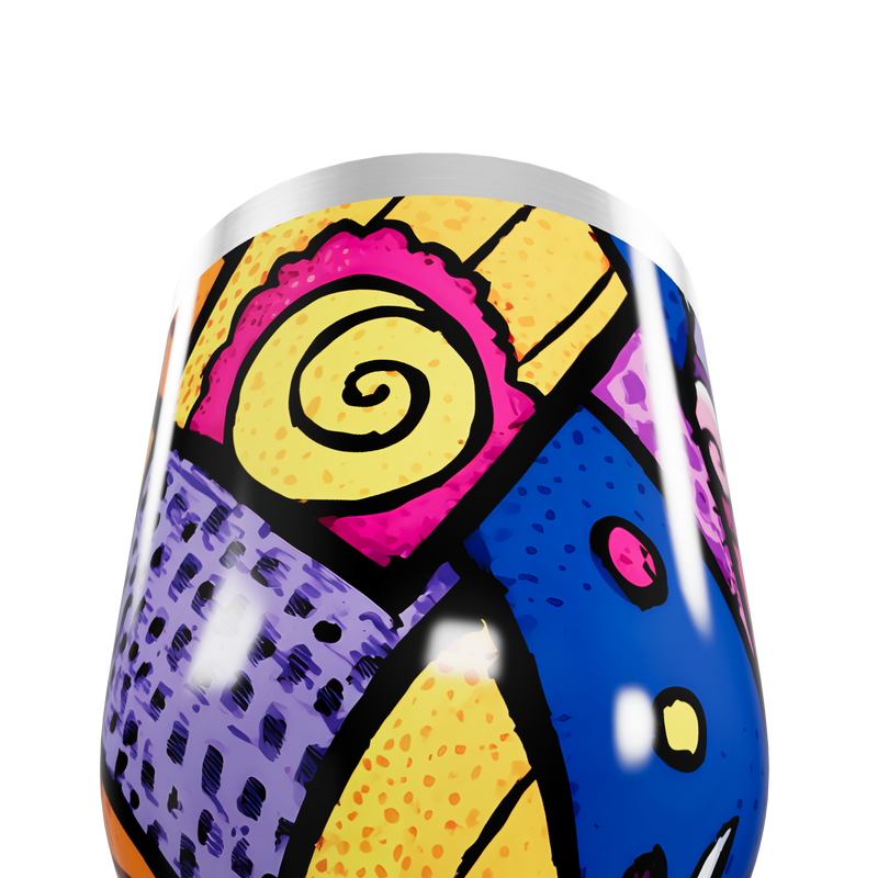 Copo Térmico Slim - Colorido Abstrato Aço Inox