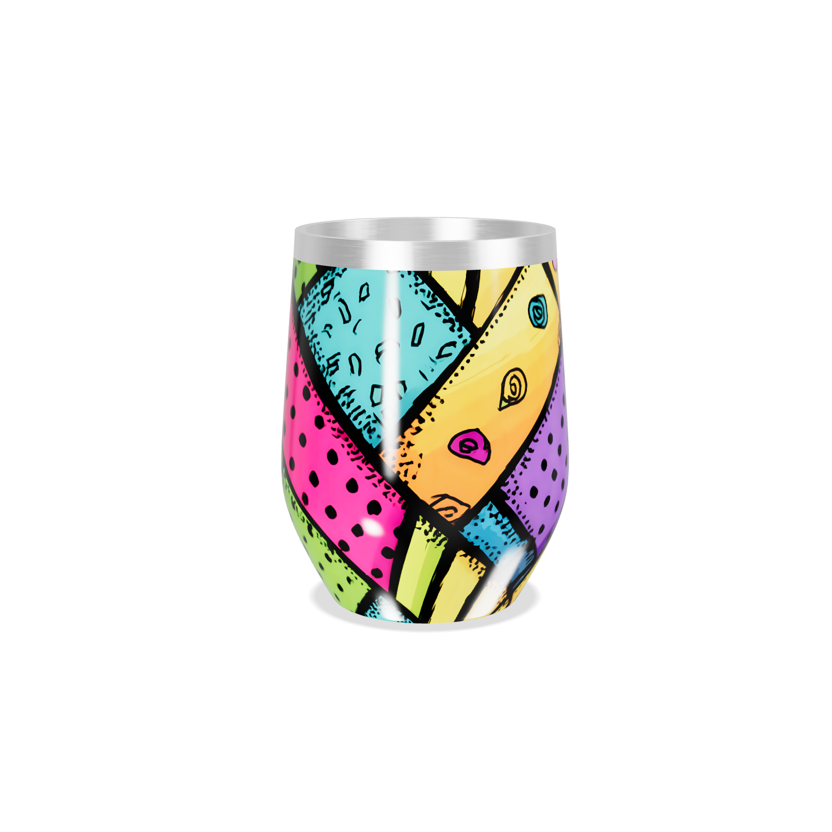 Copo Térmico Slim - Colorido Geométrico Aço